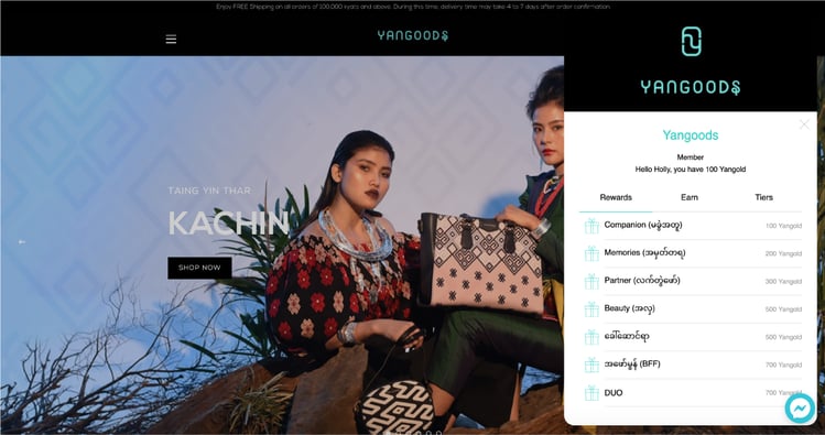Yangoods' online and in-store loyalty program