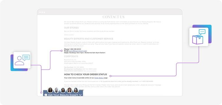 Bluemercury's contact page