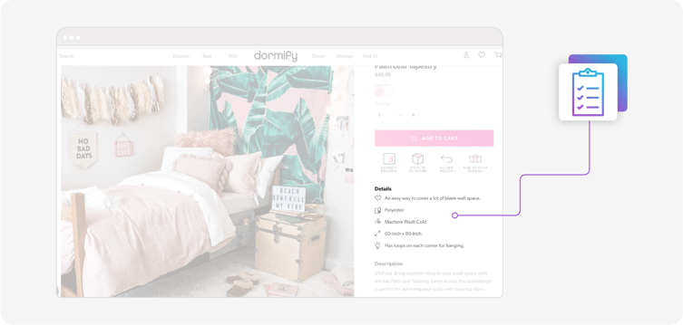 Dormify's website product listing