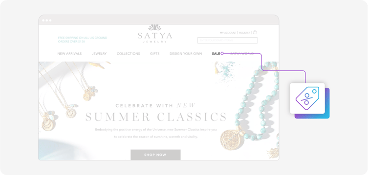 Satya Jewelry's sale page