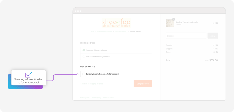 Shoo foo's easy account creation at checkout